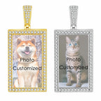Iced Out Rectangle Photo Pendant Necklace