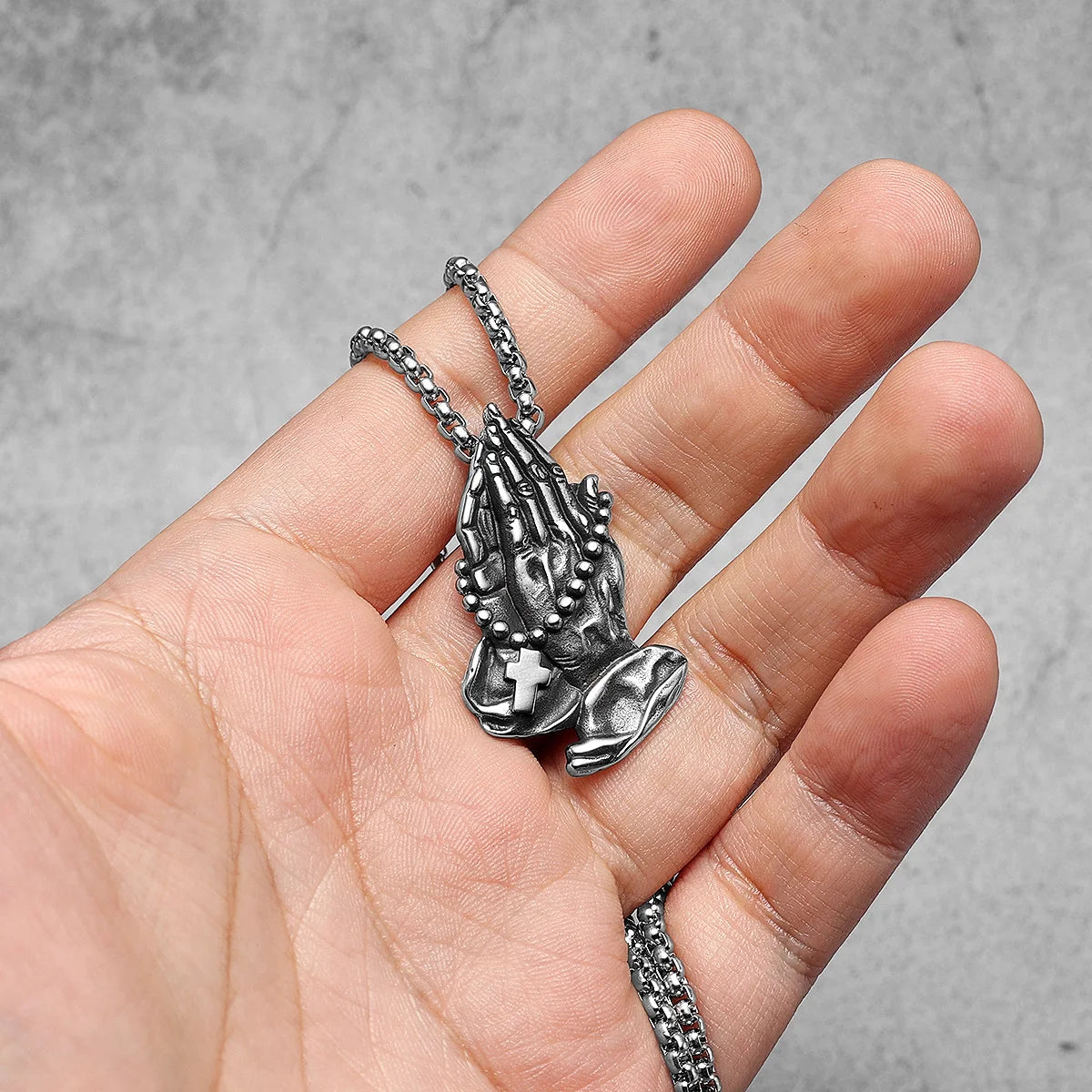 Let Us Pray Pendant — Stainless Steel