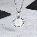 Iced Out Prayer Coin Pendant Necklace — Stainless Steel