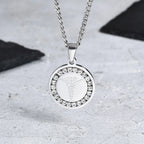 Iced Out Prayer Coin Pendant Necklace — Stainless Steel