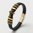 Vintage Punk Hand Woven Three Layer Leather Black Beaded Bracelet Magnetic Bracelet Clasp Men\\'s Charm Business Event Jewelry