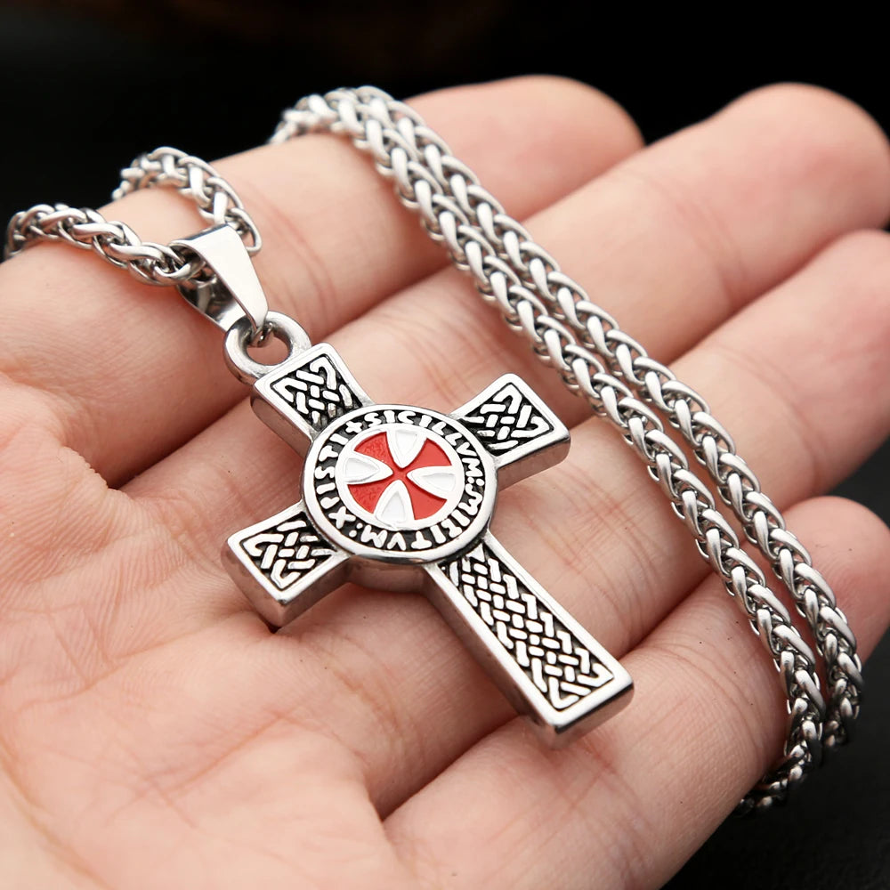 Cross Shield Pendant — Stainless Steel