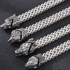 Nordic Viking Jewelry Man Bracelet With Snake Owl Wolf Head Solid Stainless Steel 12MM Mesh Link Chain Men's Bracelets