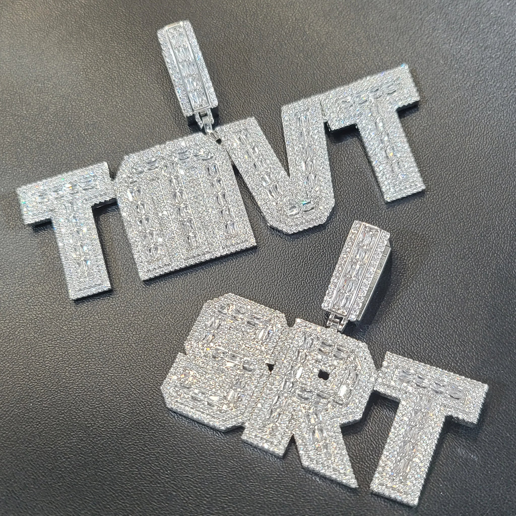Custom Square Baguettecz Name Pendant Personalized Number Or Letter Necklace Chain For Him Her Birthday Gifts Hip Hop