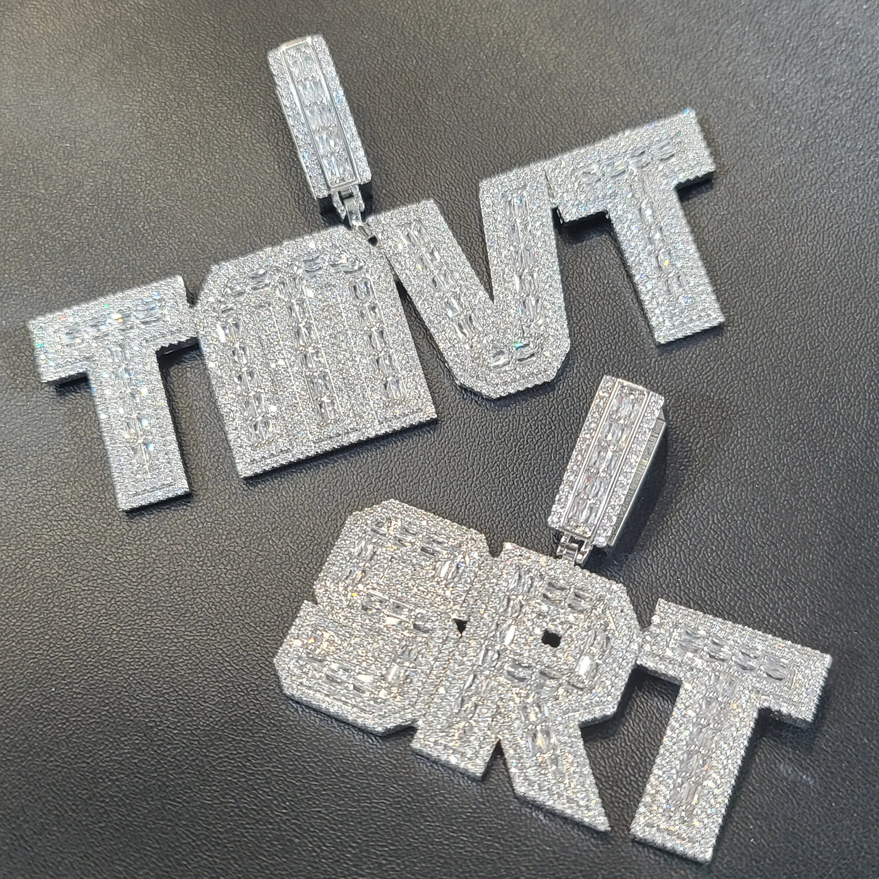 Custom Square Baguettecz Name Pendant Personalized Number Or Letter Necklace Chain For Him Her Birthday Gifts Hip Hop