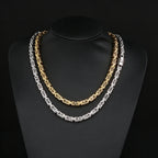 Iced Out Byzantine Chain Necklace & Bracelet — Stainless Steel