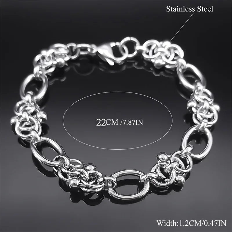Gothic Thorns Knot Chain Necklace for Men Women Stainless Steel Silver Color Hip Hop Trend Neck Chains Cool Jewelry