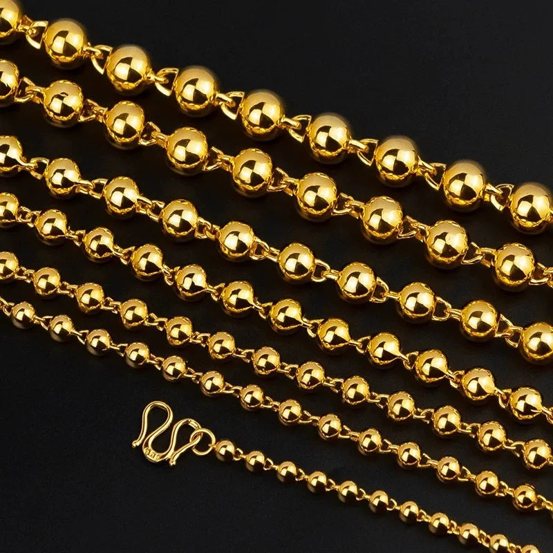 24K Gold AU999 Stylish Bead Necklace Men & Women - Rich hue, fine craft, style & quality combined