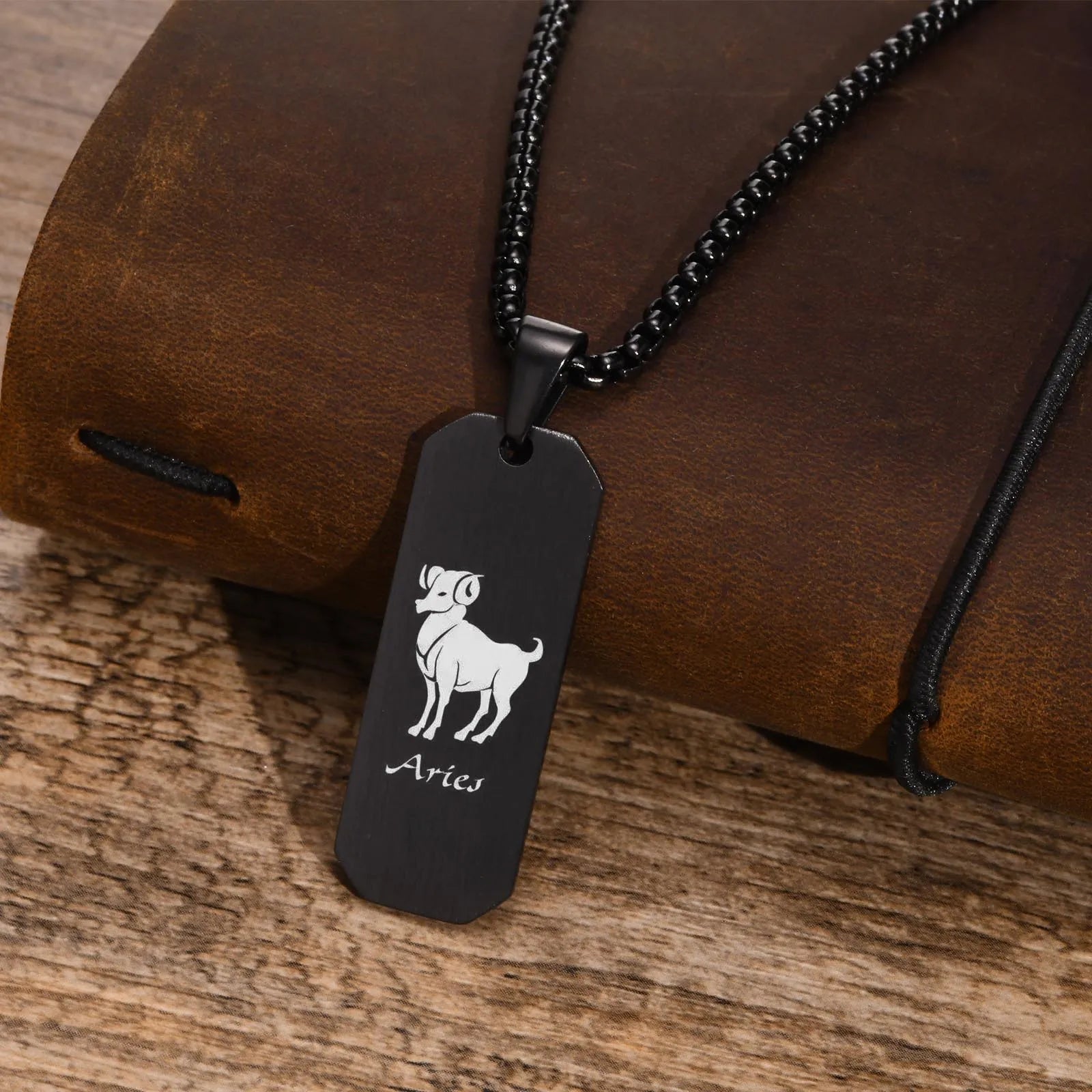 Zodiac Bar Pendant Necklace — Stainless Steel