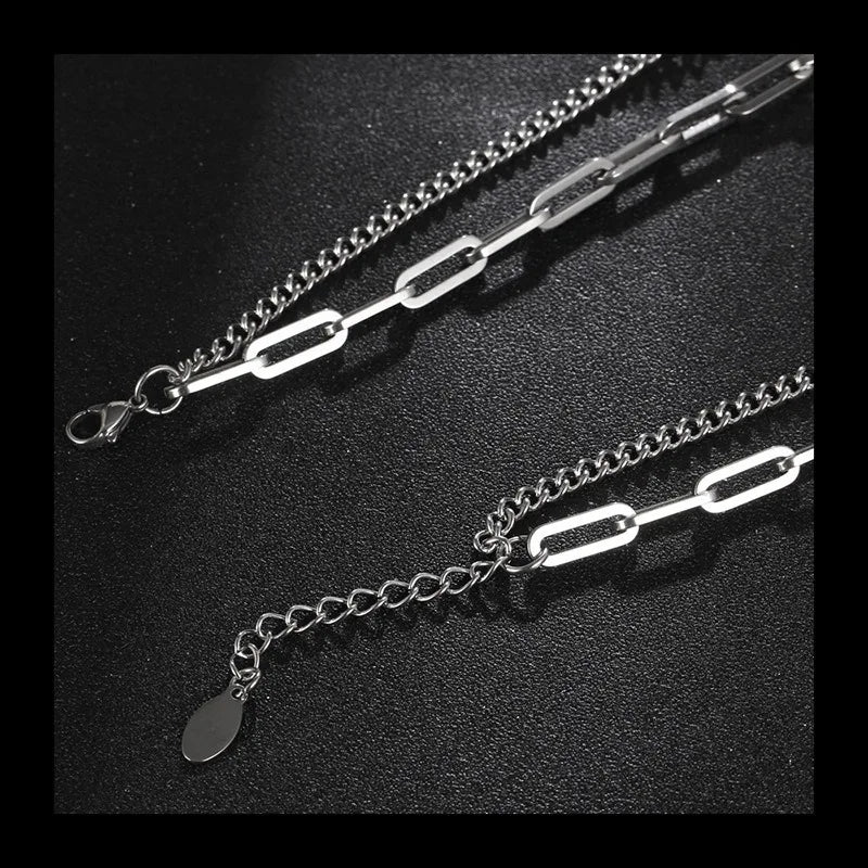 Double Layer Stacked Necklace — Stainless