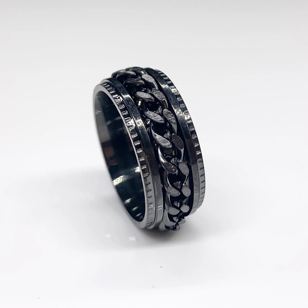 Anxiety Fidget Rings For Men Spining Titanium Stainless Steel Colorfully Spinner Rotatable Chain Jewelry Rotating Rings
