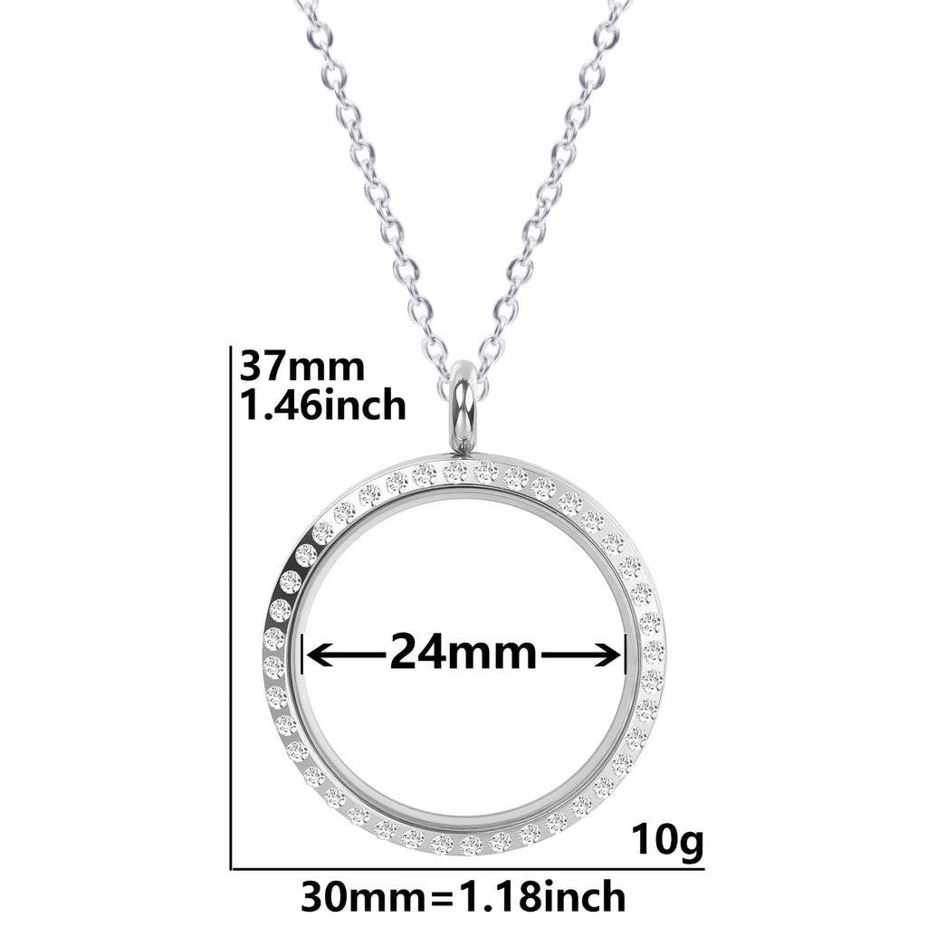Round Pendant Necklace Locket Charm Stainless Steel Necklaces For Women Men Jewelry Chain Around Neck Necklace Decoration Gifts