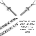 Vikings Warrior Odin Sword Necklace Stainless Steel Men's Fashion Amulet Pendant Vintage Punk Charm Nordic Jewelry