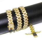 13mm Rhinestone Iced Out Square Miami Cuban Link Chain Necklaces For Men Women Rose Gold Silver Color Hip Hop Jewelry Neck Gift