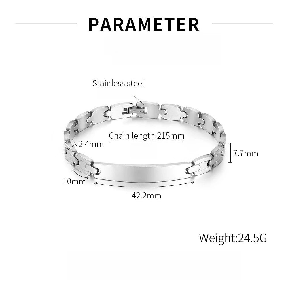 Chunky Men Bracelet,Thick Stainless Steel Strap Chain Link Wristband,Punk Male Jewelry Gift