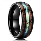 Fashion 8mm Silver Color Men Stainless Steel Ring Inlay Colorful Abalone Shell Rings For Men Women Wedding Band Jewelry Gifts