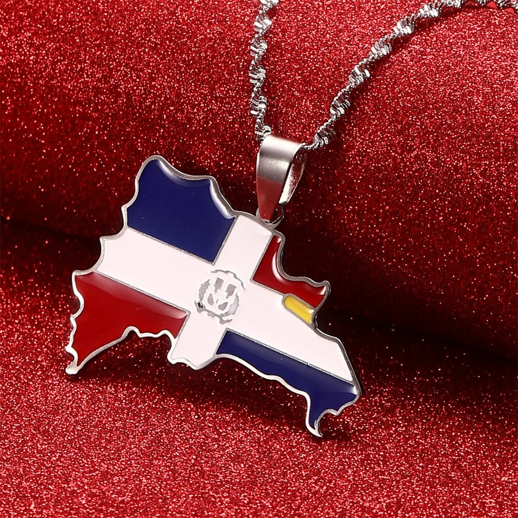 Dominican Republic Map Pendant Necklace
