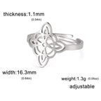 YILUOCD Witchcraft Stainless Steel Open Ring Supernatural Witch Knot Rings For Women Wiccan Cross Protection Amulet