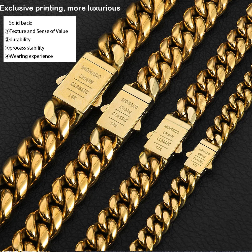 Black Cuban Bracelet Iced Out 8-14MM Stainless Steel