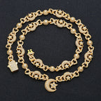 Iced Out Star Cuban Chain Necklace Moon CZ