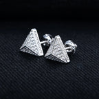 Iced Out Triangle Stud Earrings — 925 Silver