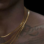 1.2mm Gold Color Plated Stainless Steel Chain Necklace Simple Square Snake Chain Men Necklace Fashionable Titanium Steel Jewelry