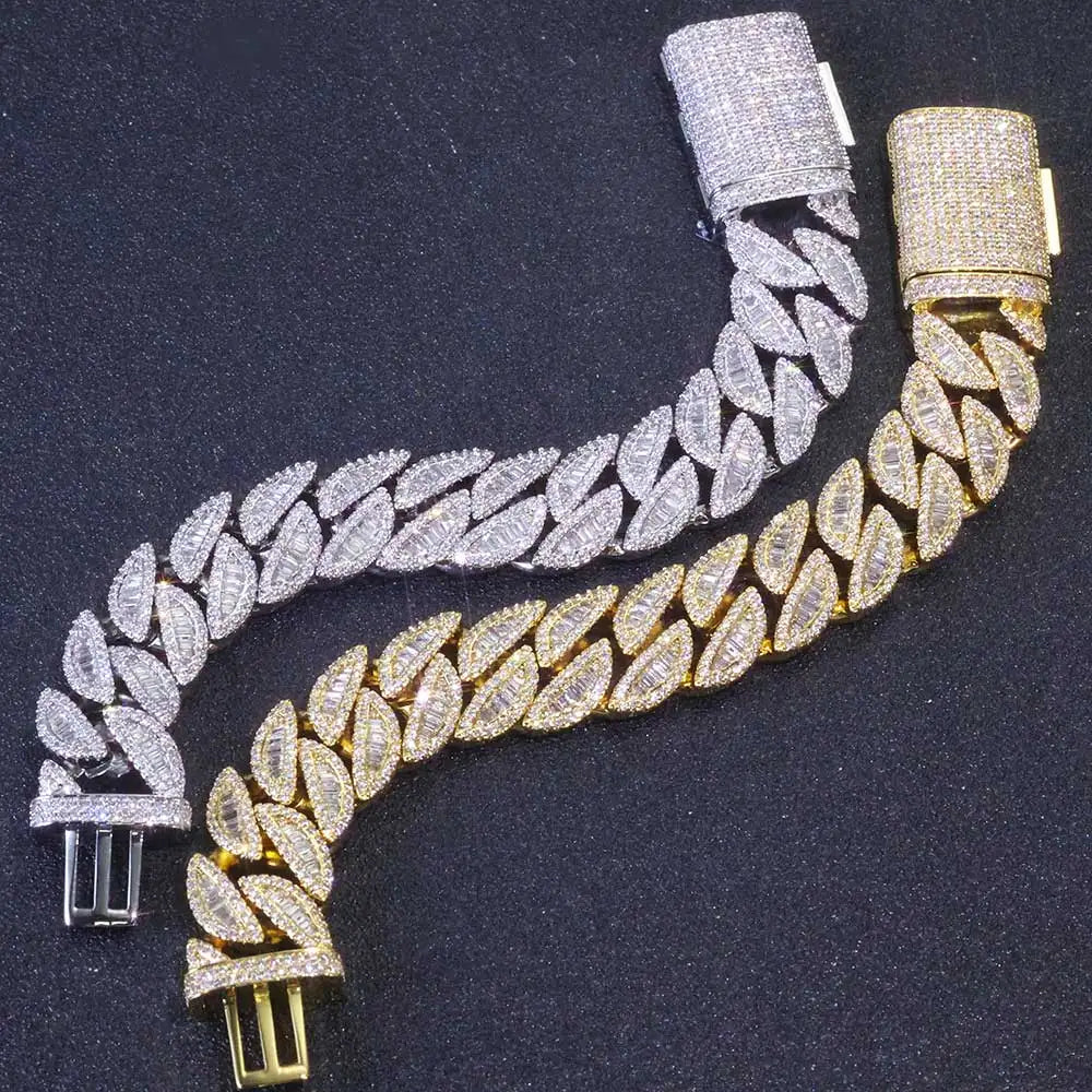 Cuban Bracelet Iced Out Gold 18K 20MM 3 Row