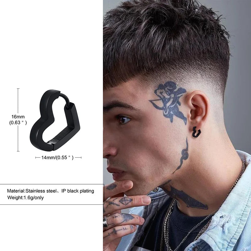 Geometric Octagon Hoop Earrings — Stainless Steel
