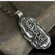 Hammered Six-Character Mantra Stainless Steel Necklace