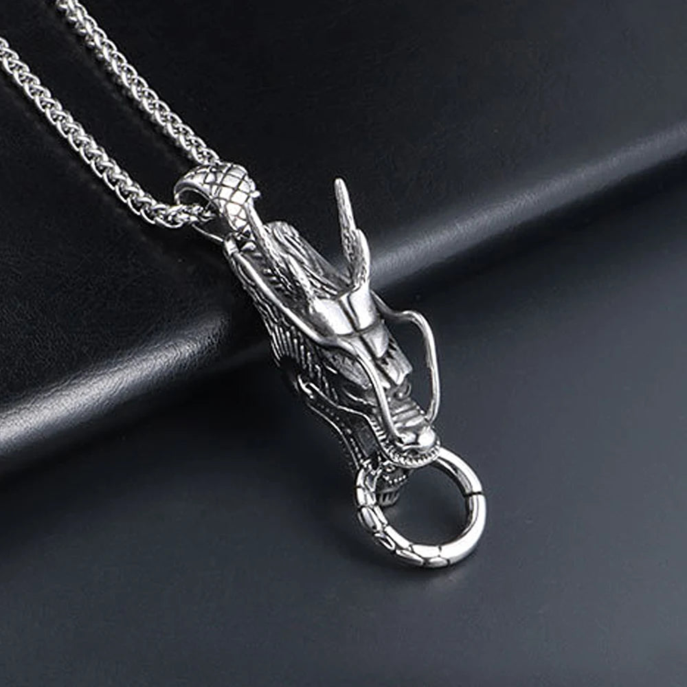 Dragon Head Pendant Necklace — Stainless Steel