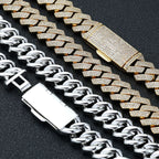 Iced Out Cuban Necklace Stainless Steel 16MM 3-Row