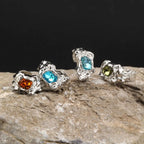 4pcs/set Lava Rings for Men Women,Stacking Colorful Zircon Thick Ring Metal Ring,Punk Non Tarnish Signet Ring Gifts