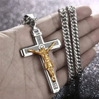 Christian Iced Out Bling Jesus Head Portrait Necklace Pendant Male and Female Cross Catholic Amulet Jewelry