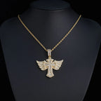 Cross Angel Wings Pendant Necklace Iced Out