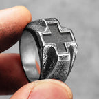 Vintage Black Cross Amulet Ring for Men — Stainless Steel