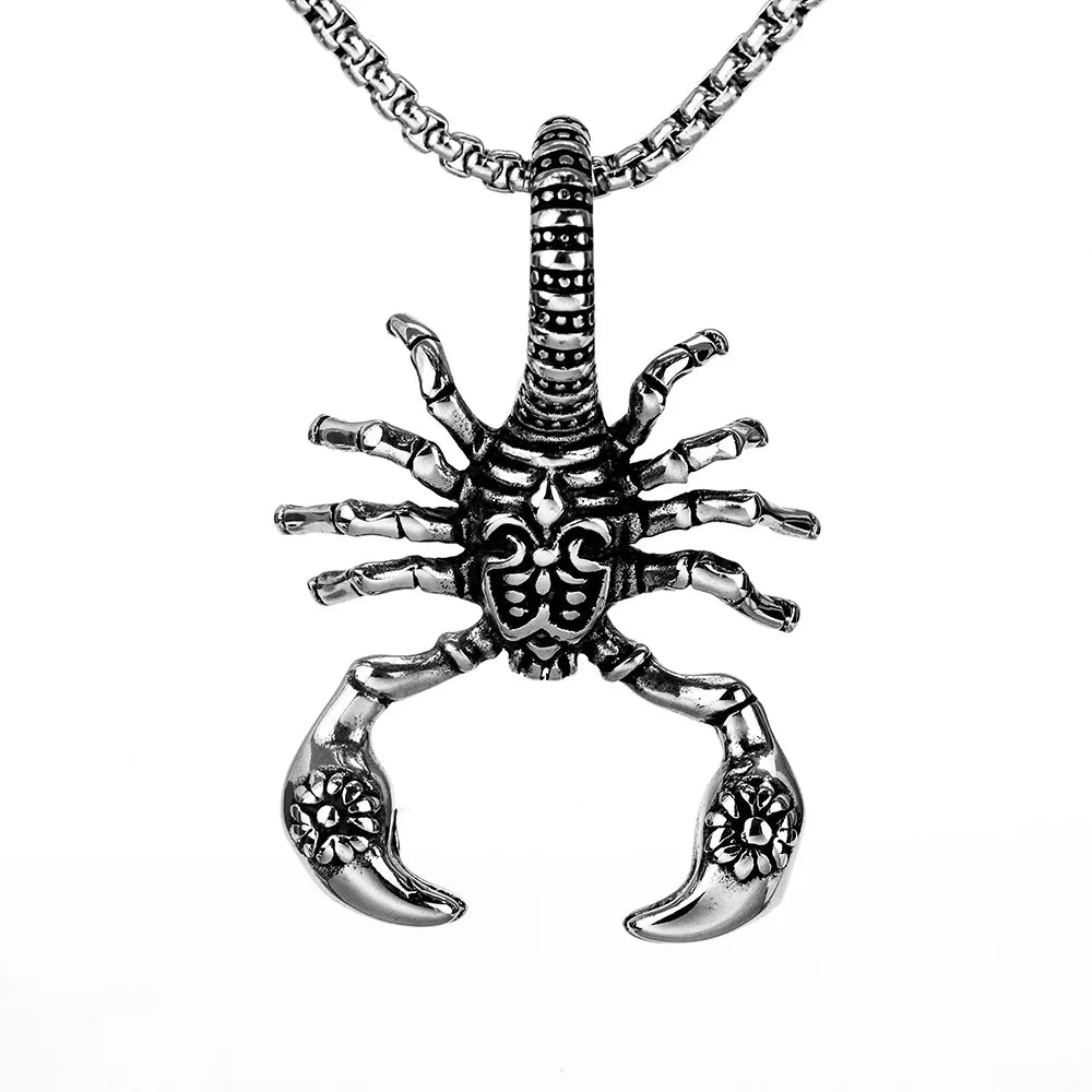 Exquisite Stainless Steel Scorpion Pendant Men Sweater Chain Stainless Steel Scorpion Necklace Jewelry