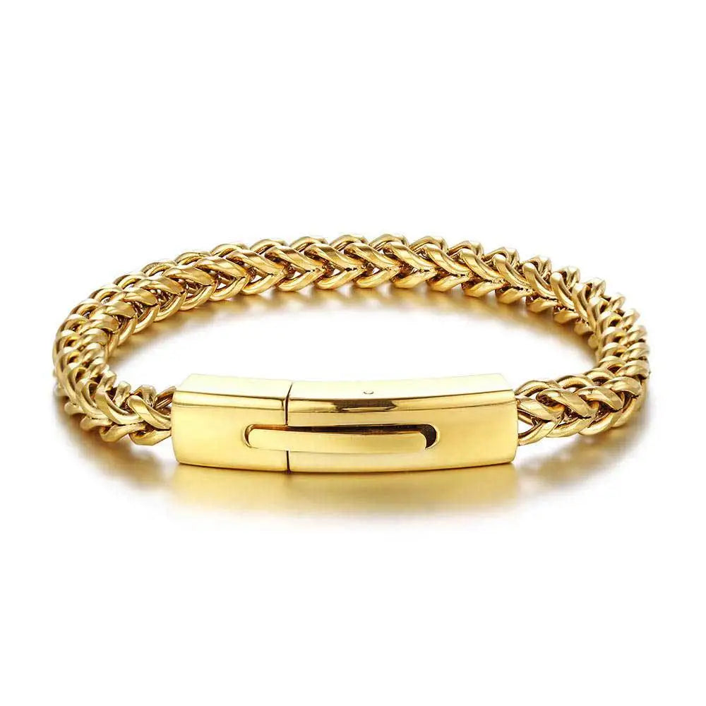 Luxury 24K 9999 Pure Gold real gold European and American hip-hop 6mm length 60cm hip-hop bracelet for men and women