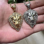 Men's Rock Hip Hop Lion Head Necklace Fashion Creative Stainless Steel Animal Pendant Party Club Charm Jewelry Gifts