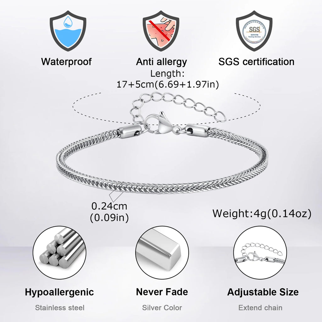 Minimalist Foxtail Chain Bracelet — Stainless Steel