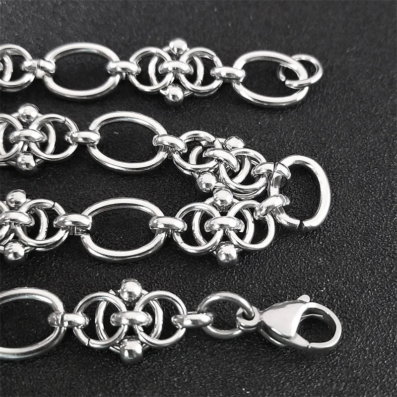 Gothic Thorns Knot Chain Necklace for Men Women Stainless Steel Silver Color Hip Hop Trend Neck Chains Cool Jewelry