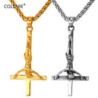 Gothic Inverted Cross Stainless Steel Pendant Necklace