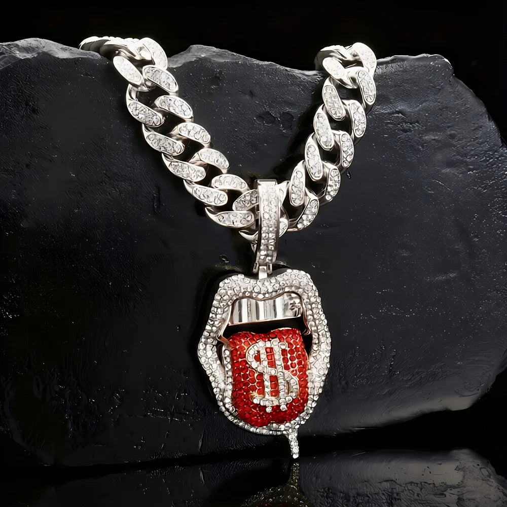 Ice Out chain Dollar Pendant 18inch 45CM plate Cuban Punk Jewelry For Gift Chain For Men And Women Necklace zircon With Hip Hop