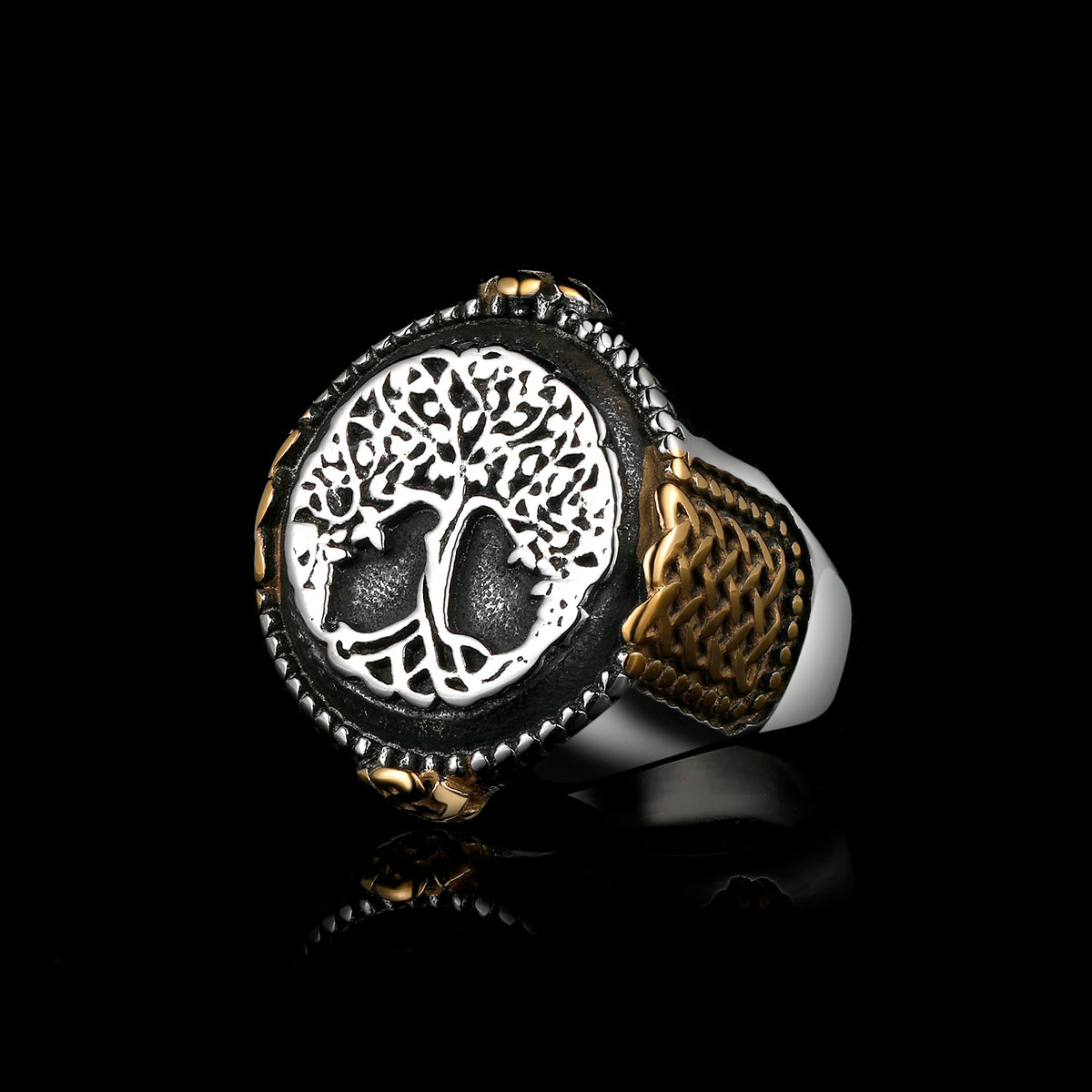 Viking Tree of Life Statement Ring — Stainless Steel
