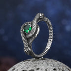2023 New Vintage 316L Stainless Steel 3D Snake Ring With Green Stone Animal Fashion jewelry For Man Women Boyfriend Gift