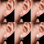 1 Pair 3-8mm Classic Round/Flat Back Screw Stud Earrings for Women/Men Stainless Steel  Shiny Zircon Crystal Piercing Jewelry