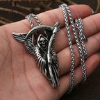 Gothic Grim Reaper Death Scythe Skull Necklace For Men Punk Biker Stainless Steel Chain Necklace Pendant Male Hip Hop