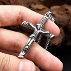 Cross Jesus Steel Pendant Vintage 316L Religious