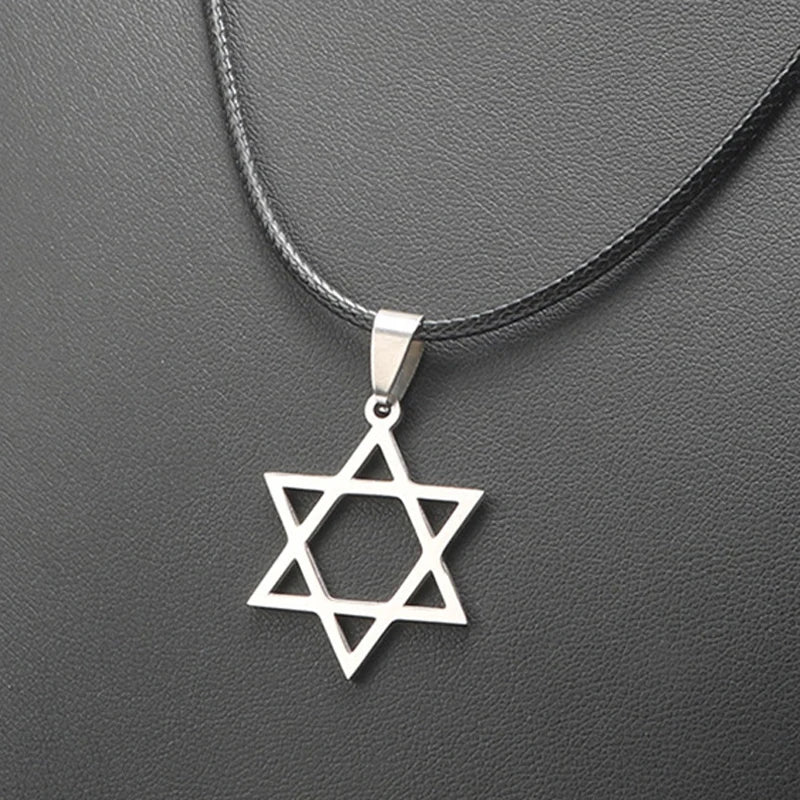 Star of David Beaded Chain Necklace — Stainless Steel