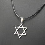 Star of David Beaded Chain Necklace — Stainless Steel
