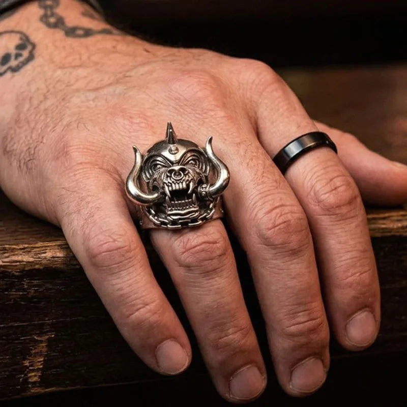 Buy 4 Get 1 Free Infernal Minotaur stainless steel For those who dare to channel darkness into unyielding strength Mens Rings